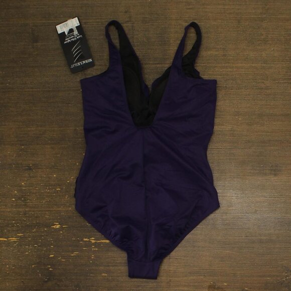 NWT Miraclesuit Soft Cup Tummy Control One Piece Swimsuit Mulberry Purple 14 - Picture 6 of 9